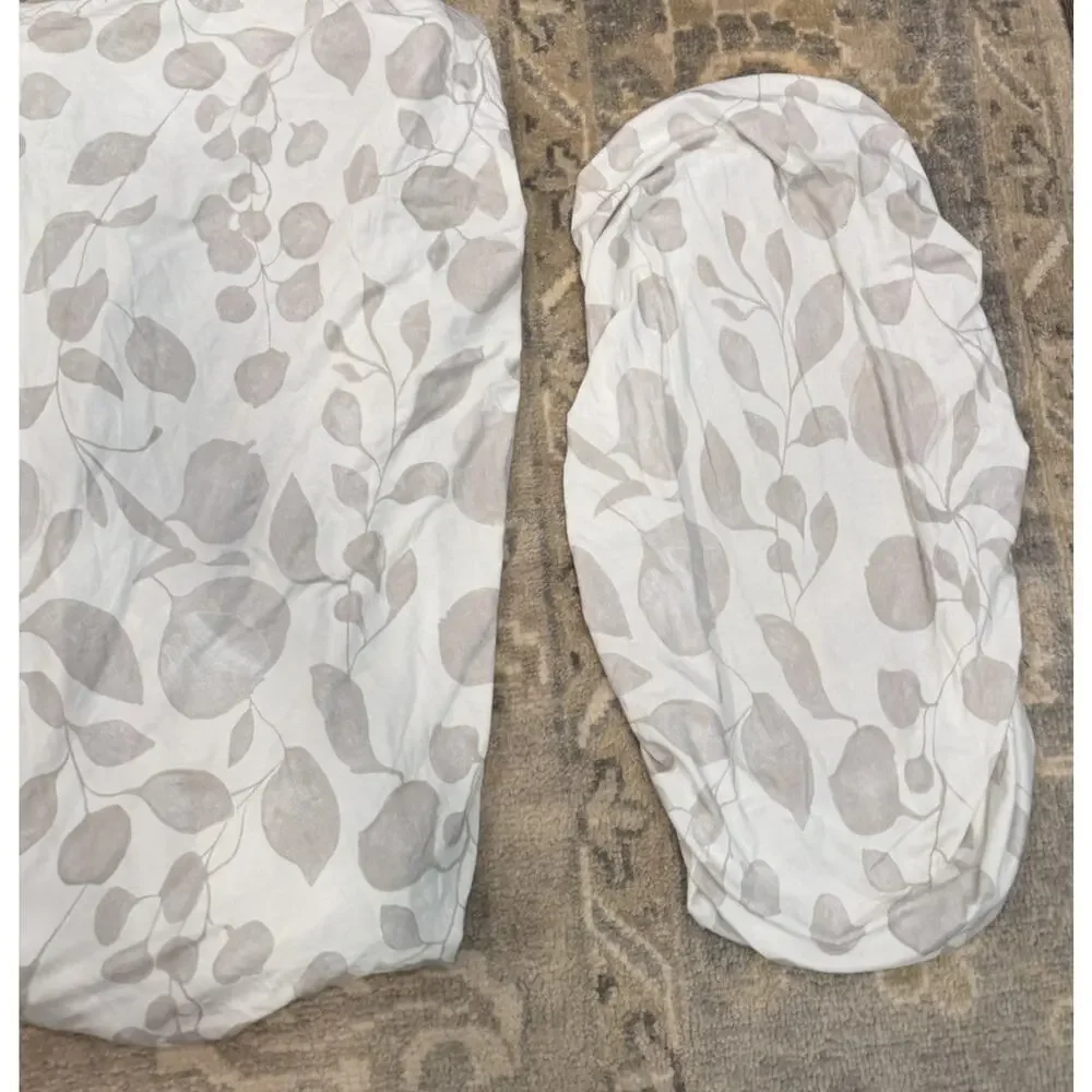 Oilo Leaf Print Crib Sheet & Changing Pad Cover NEW